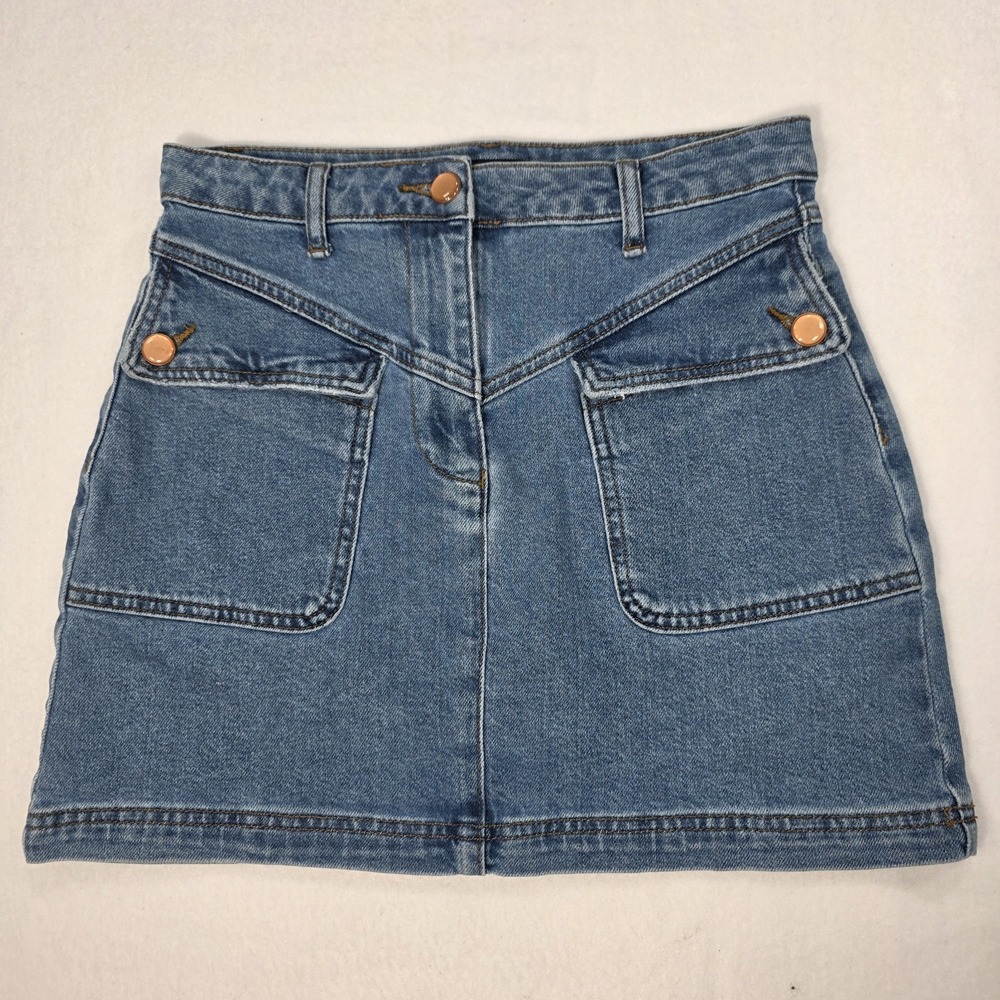 House of Harlow 1960 Denim Cargo Skirt ‎ Size 2 Blue Jean - Vintage Retro Look